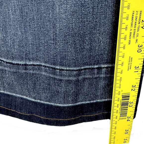 EXPRESS Bell Flare Mid Rise Blue Jeans Size 4 Nautical Button Stretch Denim - Picture 9 of 13